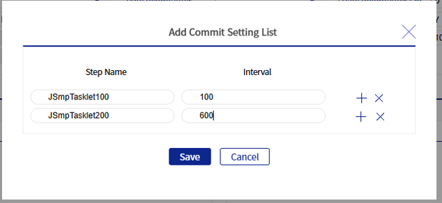 Batch job management screen - commit-interval definition