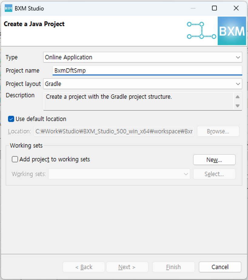 Create BXM Project Wizard