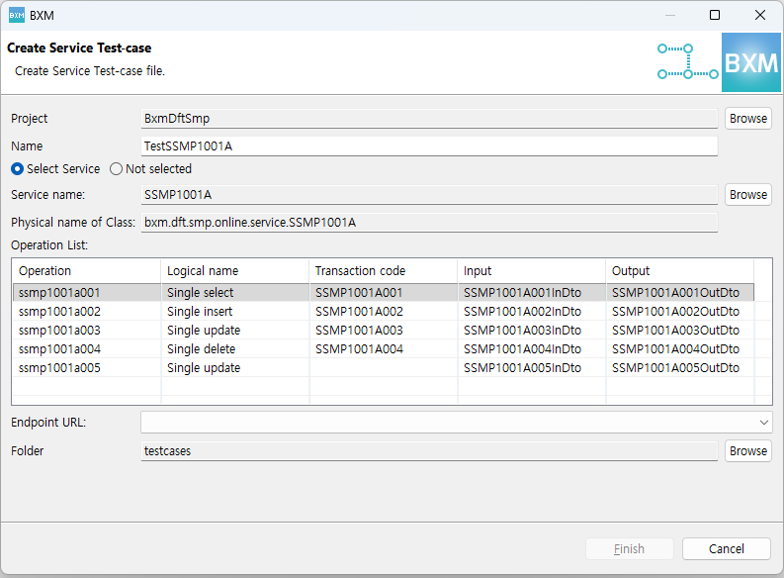 Selecting a Service operation