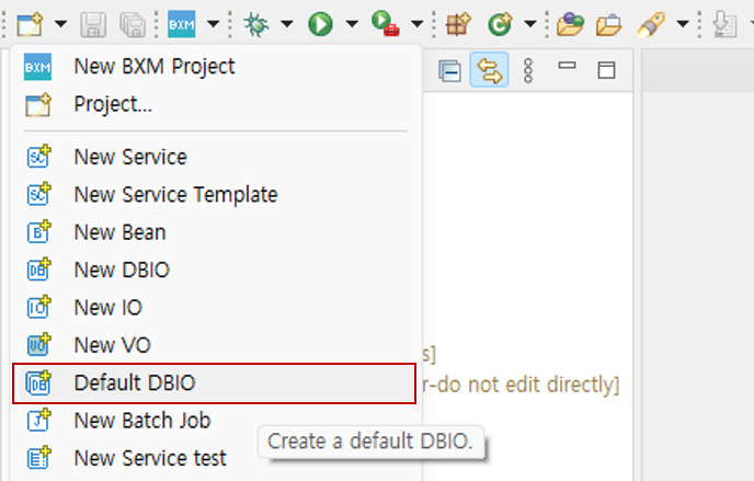 Select Basic DBIO menu