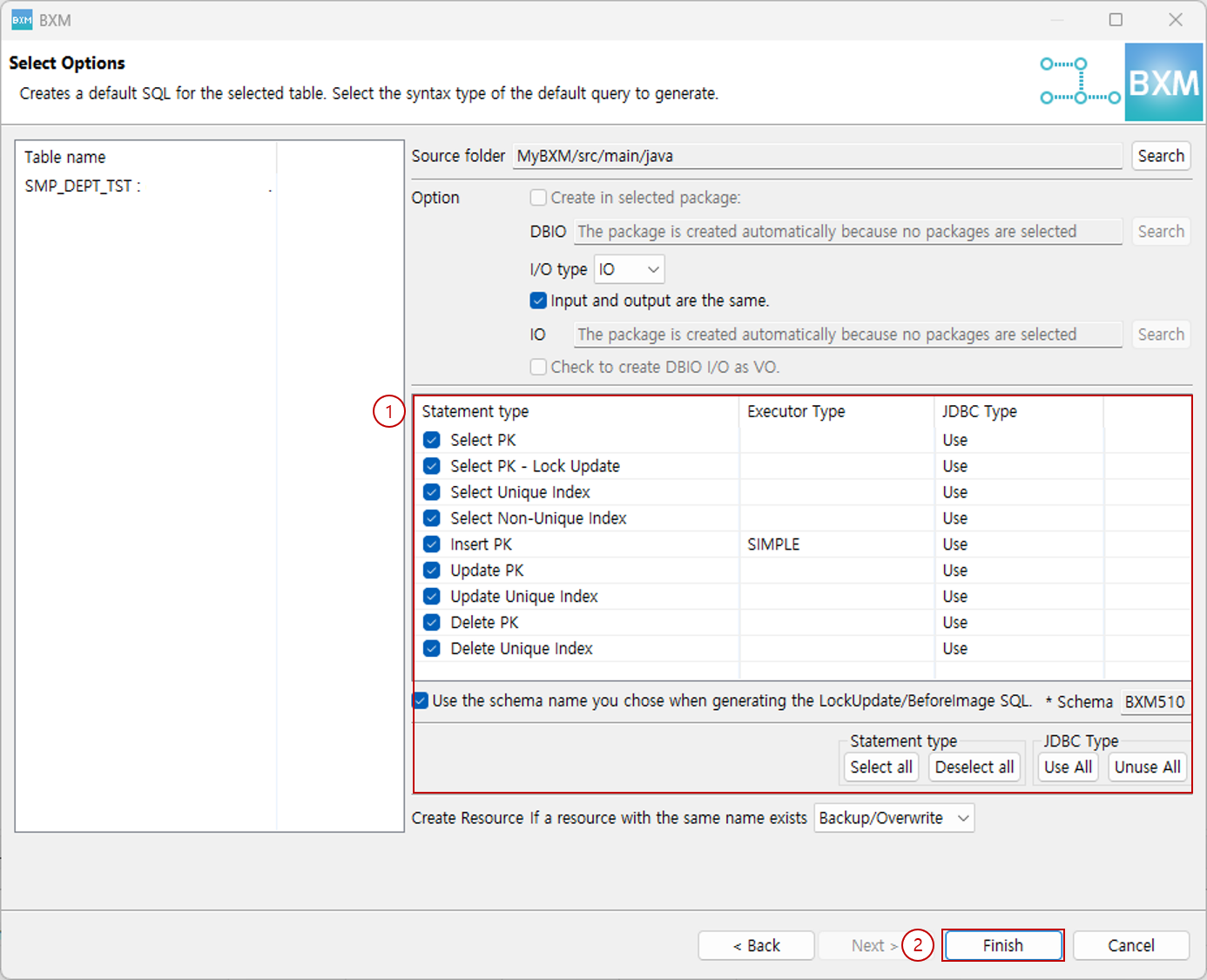 Option selection page
