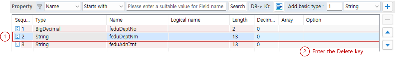Delete Property by Delete Key