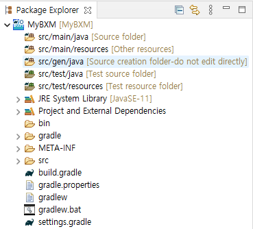 Newly created project