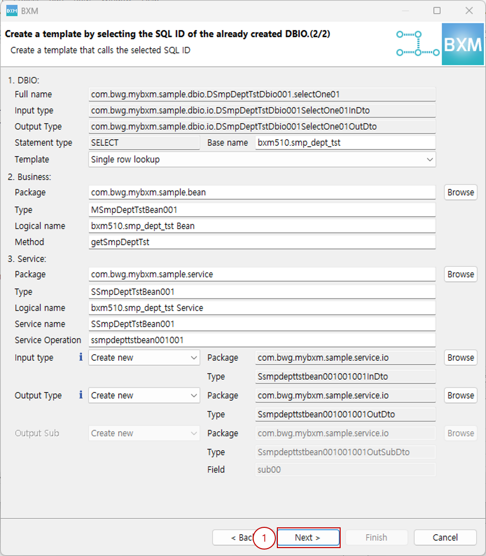 Template type selection page