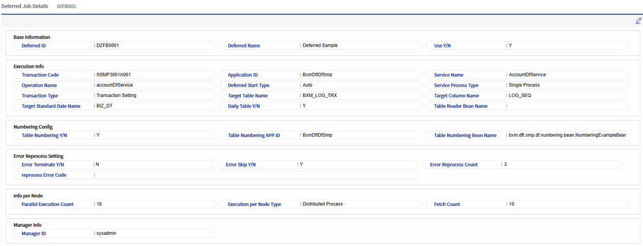 Deferred Process Job Details