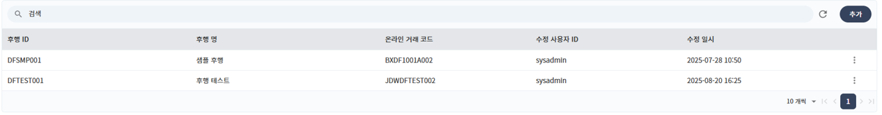 후행 작업 관리 목록